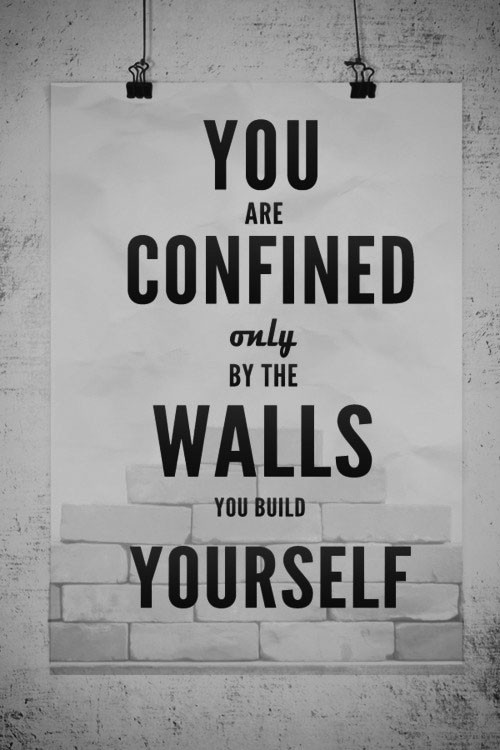 YOU ARE CONFINED ONLY BY THE WALLS YOU BUILD YOURSELF